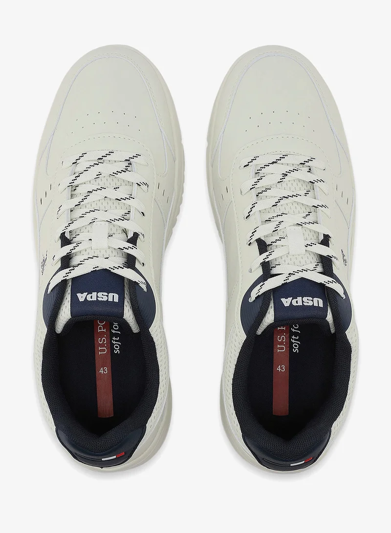 U.S. Polo Assn. white Men's White Low-Top Sneaker - Lightweight Stylish Lace-Up Design with Comfort Cushioned Sole for Everyday Wear for Men | Best Price UAE